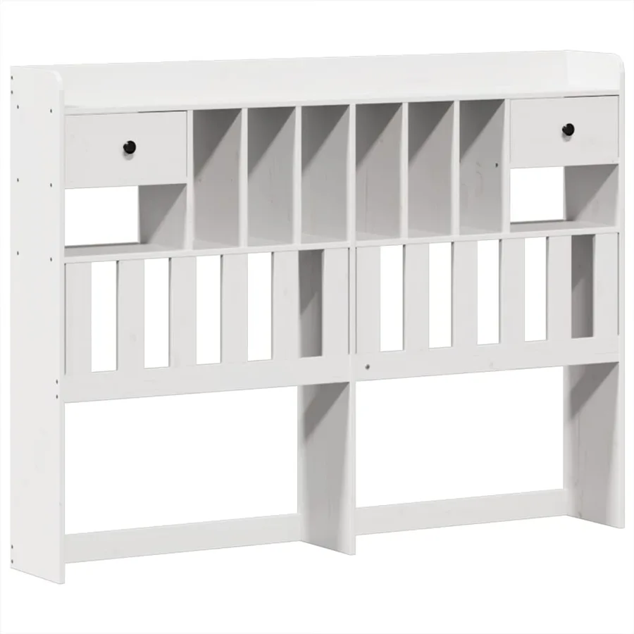 Lit bibliothèque sans matelas blanc 140x200 cm bois pin massif - 7