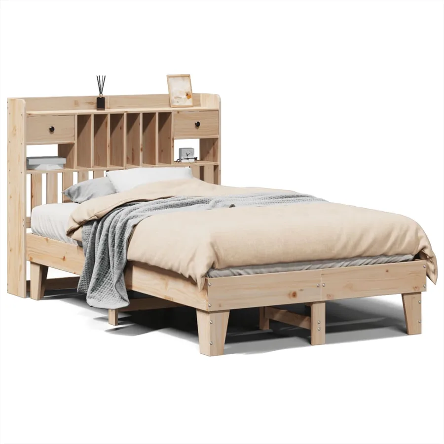Cadre de lit sans matelas 135x190 cm bois de pin massif - 2