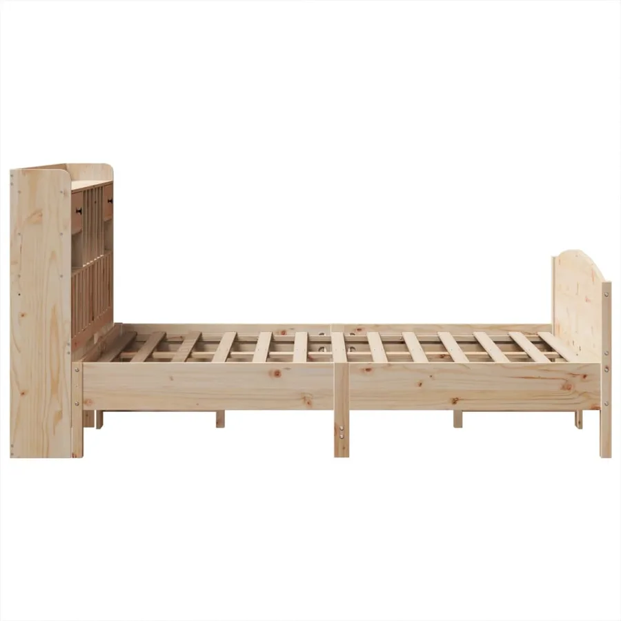 Lit bibliothèque sans matelas 135x190 cm bois de pin massif - 5