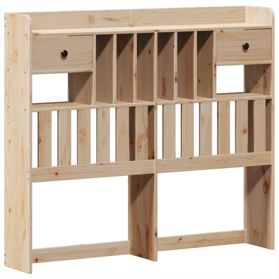Lit bibliothèque sans matelas 135x190 cm bois de pin massif - 7