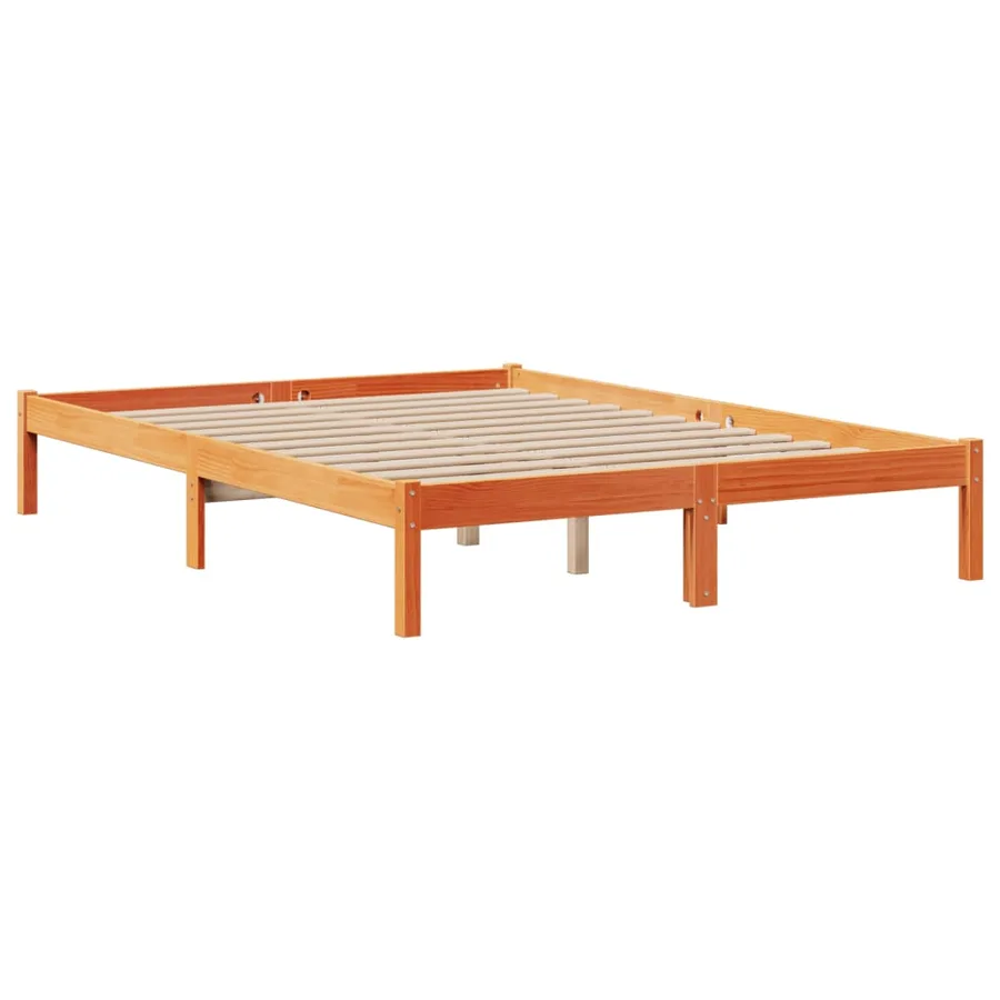 Lit bibliothèque sans matelas cire marron 150x200 cm pin massif - 5