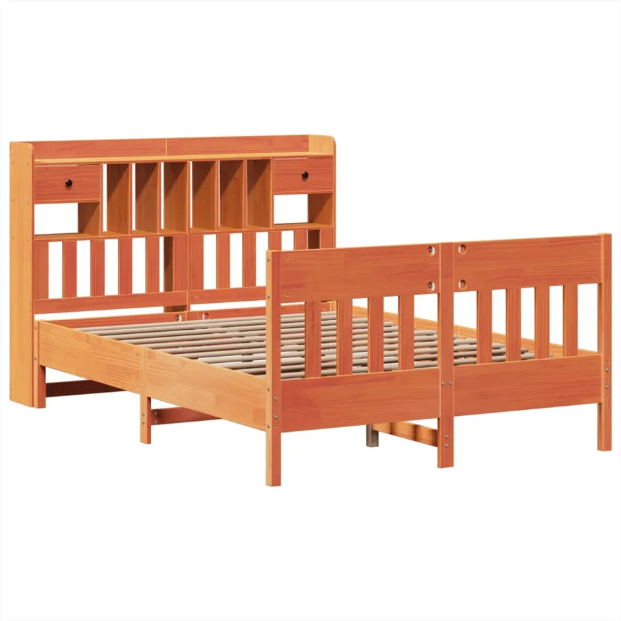Cadre de lit sans matelas cire marron 160x200cm bois pin massif - 3