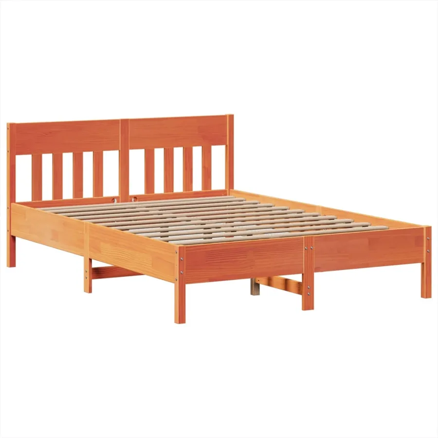 Cadre de lit sans matelas cire marron 160x200cm bois pin massif - 5