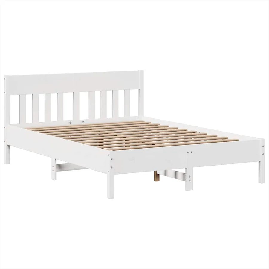 Cadre de lit sans matelas blanc 140x200 cm bois de pin massif - 5