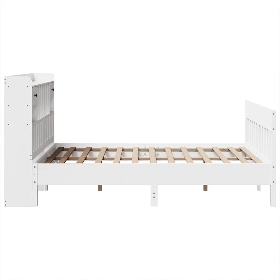 Cadre de lit sans matelas blanc 140x200 cm bois de pin massif - 7