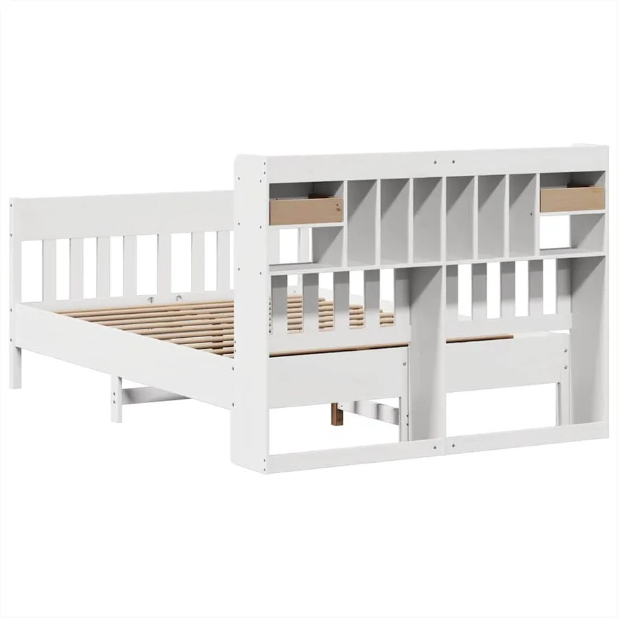 Cadre de lit sans matelas blanc 140x200 cm bois de pin massif - 8