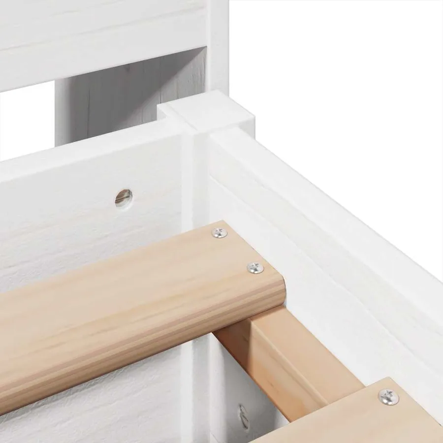 Cadre de lit sans matelas blanc 140x200 cm bois de pin massif - 9