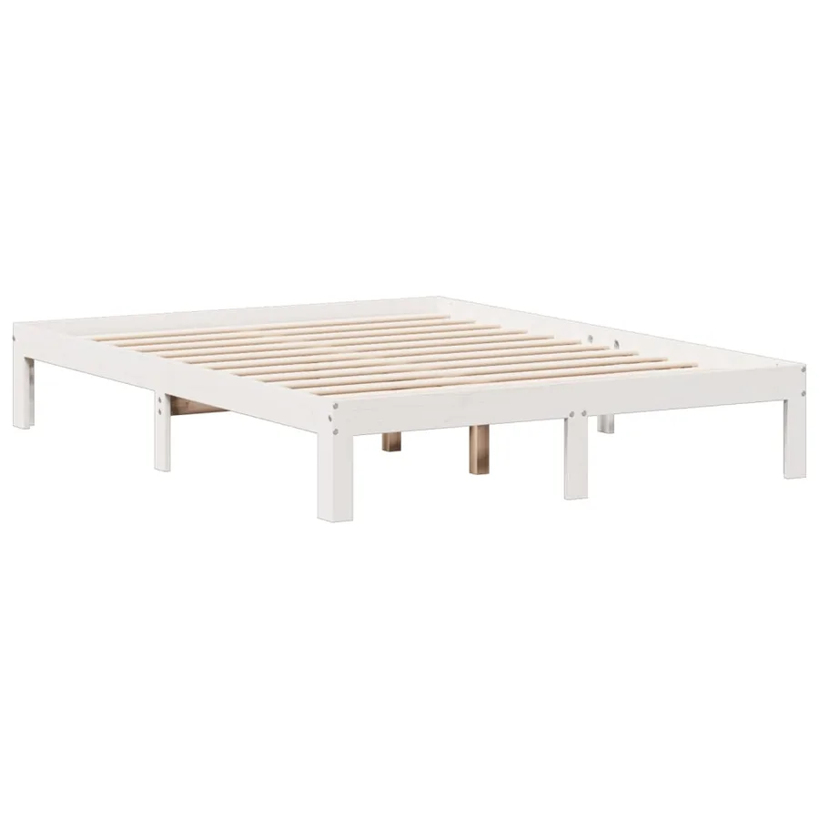 Lit bibliothèque sans matelas blanc 140x190 cm bois pin massif - 8