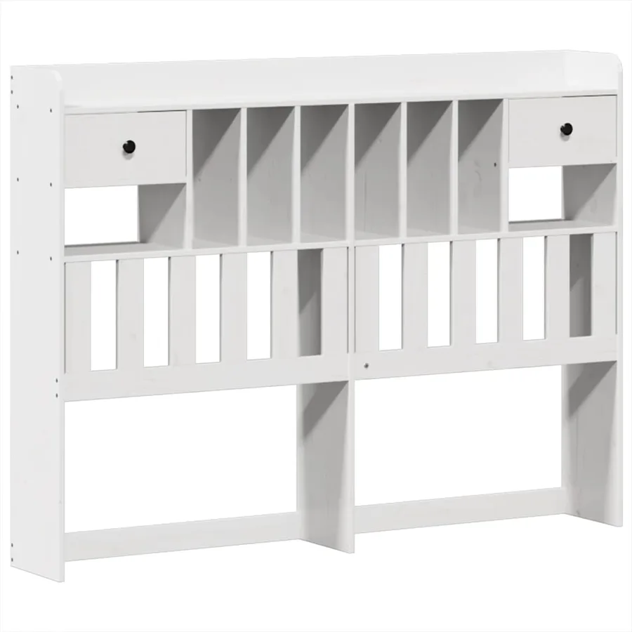 Lit bibliothèque sans matelas blanc 140x190 cm bois pin massif - 7