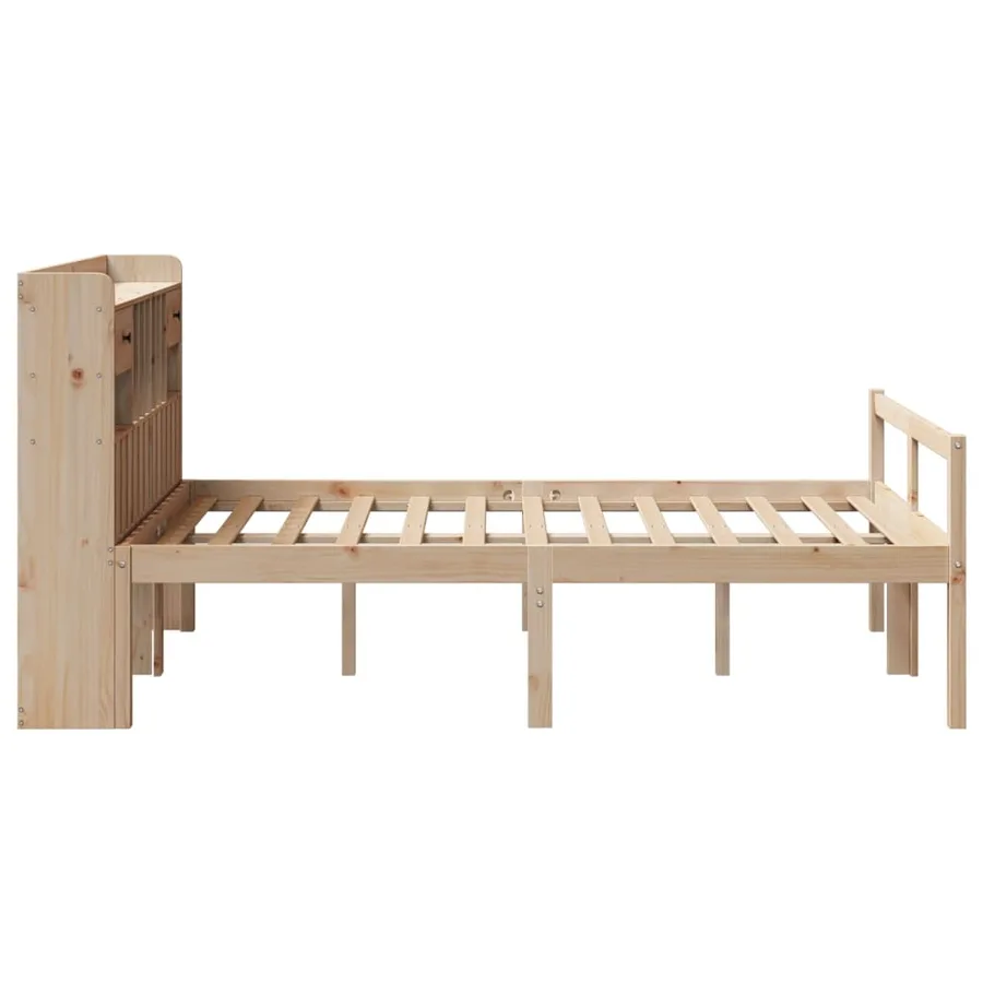 Lit bibliothèque sans matelas 135x190 cm bois de pin massif - 5