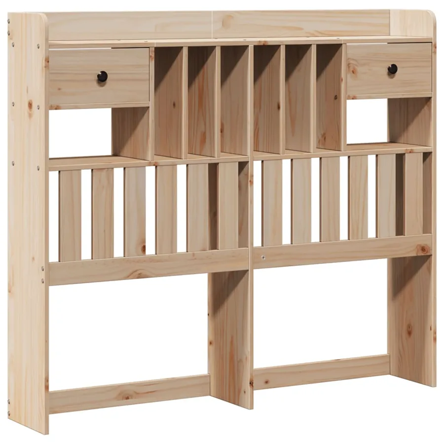 Lit bibliothèque sans matelas 135x190 cm bois de pin massif - 7