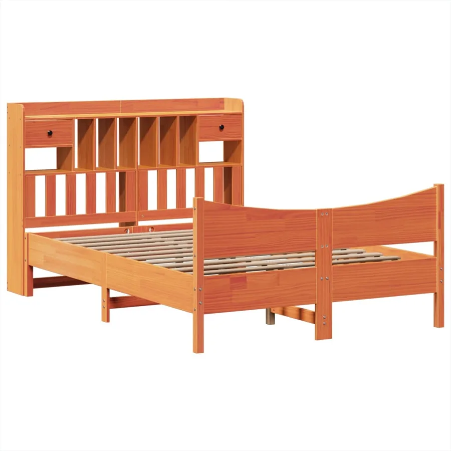 Cadre de lit sans matelas cire marron 140x190cm bois pin massif - 3
