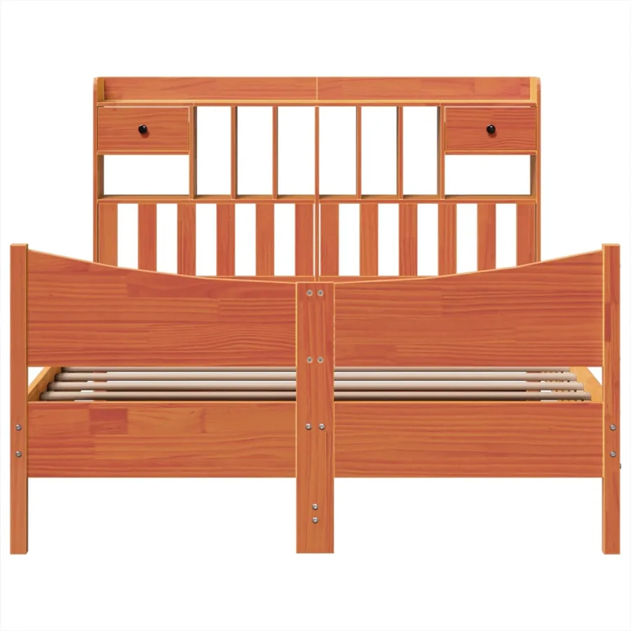 Cadre de lit sans matelas cire marron 140x190cm bois pin massif - 4