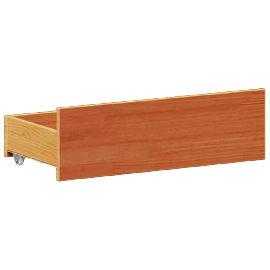 Lit bibliothèque sans matelas cire marron 140x200 cm pin massif - 11