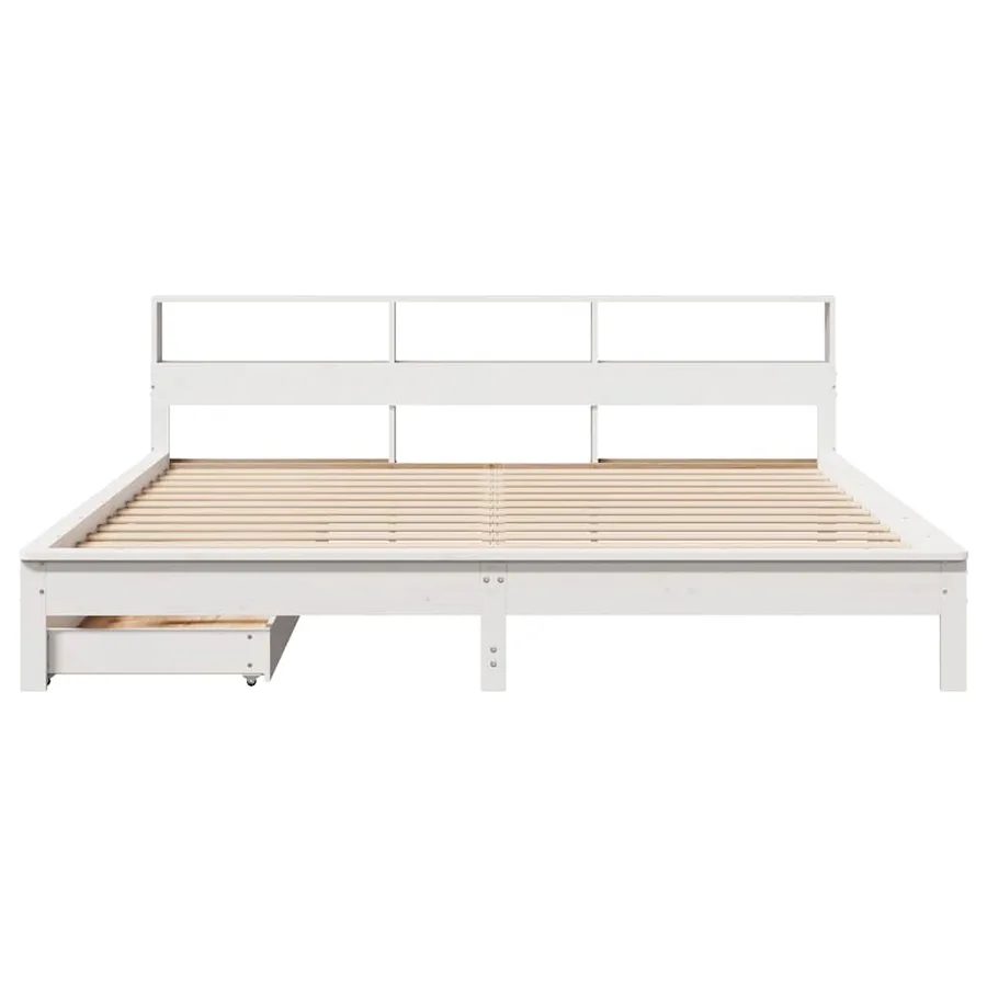 Lit bibliothèque sans matelas blanc 180x200 cm bois pin massif - 4