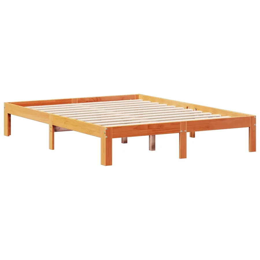 Lit bibliothèque sans matelas cire marron 140x200 cm pin massif - 8