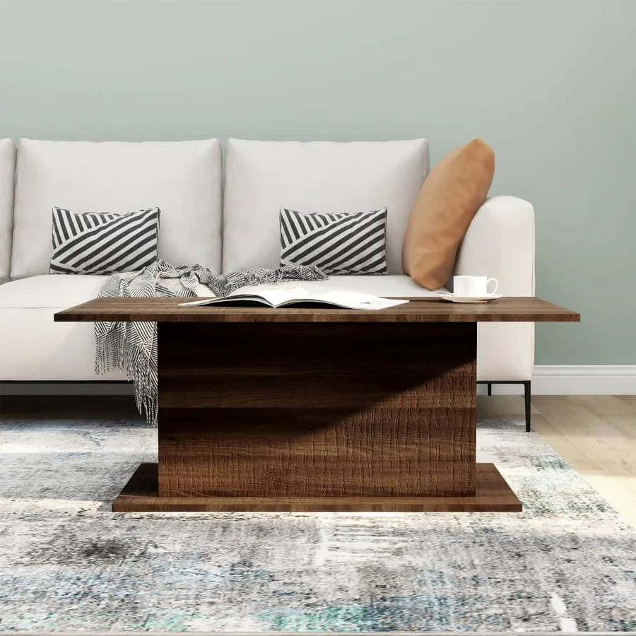 Table basse chêne marron 102x55,5x40 cm bois d'ingénierie - 3