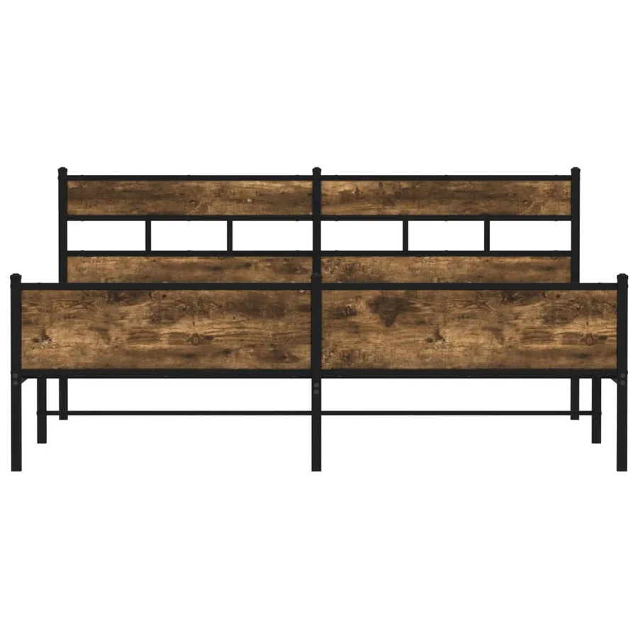Cadre de lit en métal sans matelas chêne fumé 193x203 cm - 4