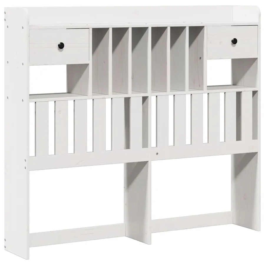 Lit bibliothèque sans matelas blanc 135x190 cm bois pin massif - 7