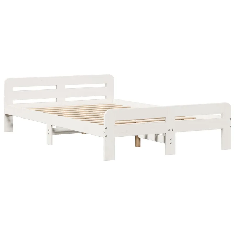 Lit bibliothèque sans matelas blanc 135x190 cm bois pin massif - 8