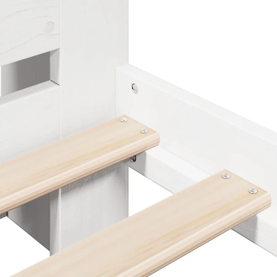 Lit bibliothèque sans matelas blanc 135x190 cm bois pin massif - 9