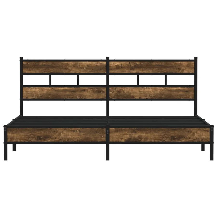 Cadre de lit en métal sans matelas chêne fumé 200x200 cm - 4