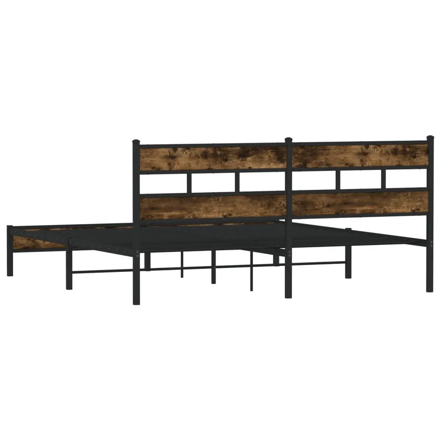 Cadre de lit en métal sans matelas chêne fumé 200x200 cm - 6