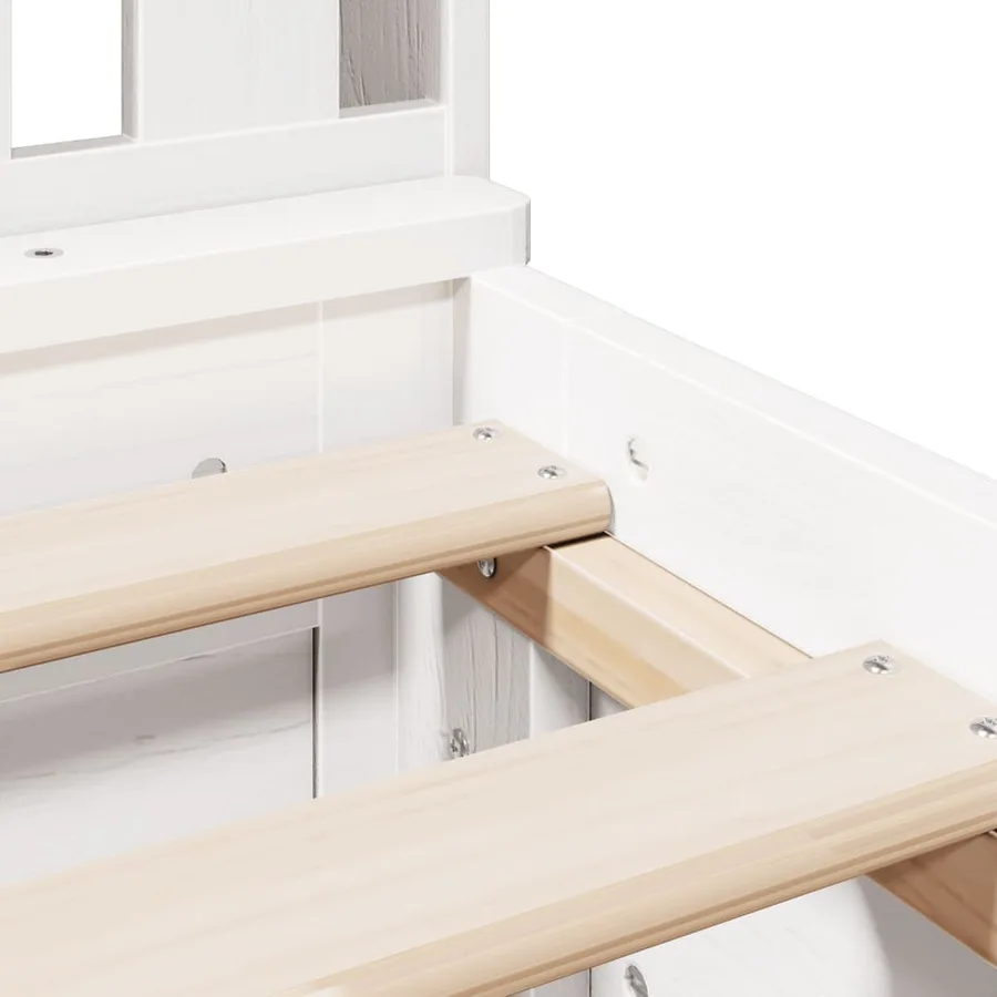 Lit bibliothèque sans matelas blanc 135x190 cm bois pin massif - 13