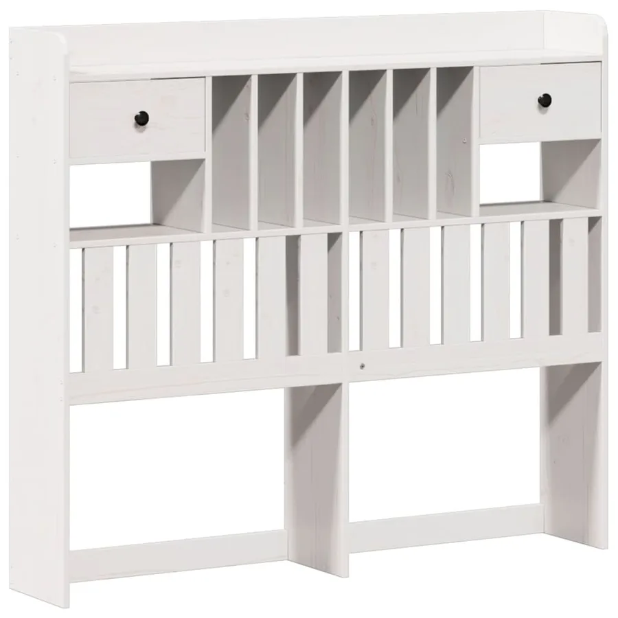 Lit bibliothèque sans matelas blanc 135x190 cm bois pin massif - 7