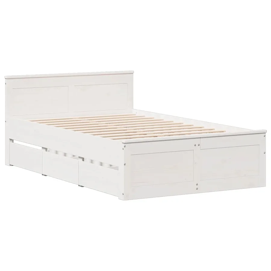Lit bibliothèque sans matelas blanc 135x190 cm bois pin massif - 8