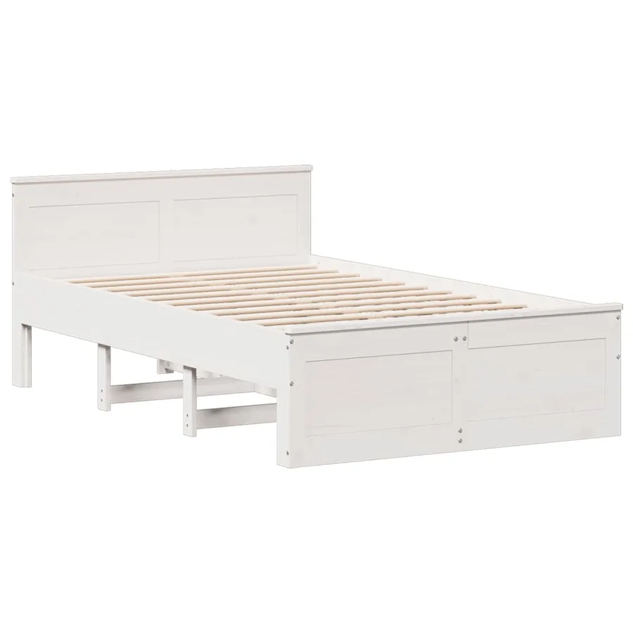 Lit bibliothèque sans matelas blanc 135x190 cm bois pin massif - 9