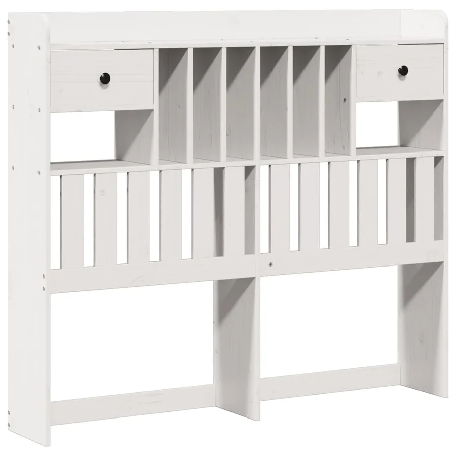 Lit bibliothèque sans matelas blanc 135x190 cm bois pin massif - 6