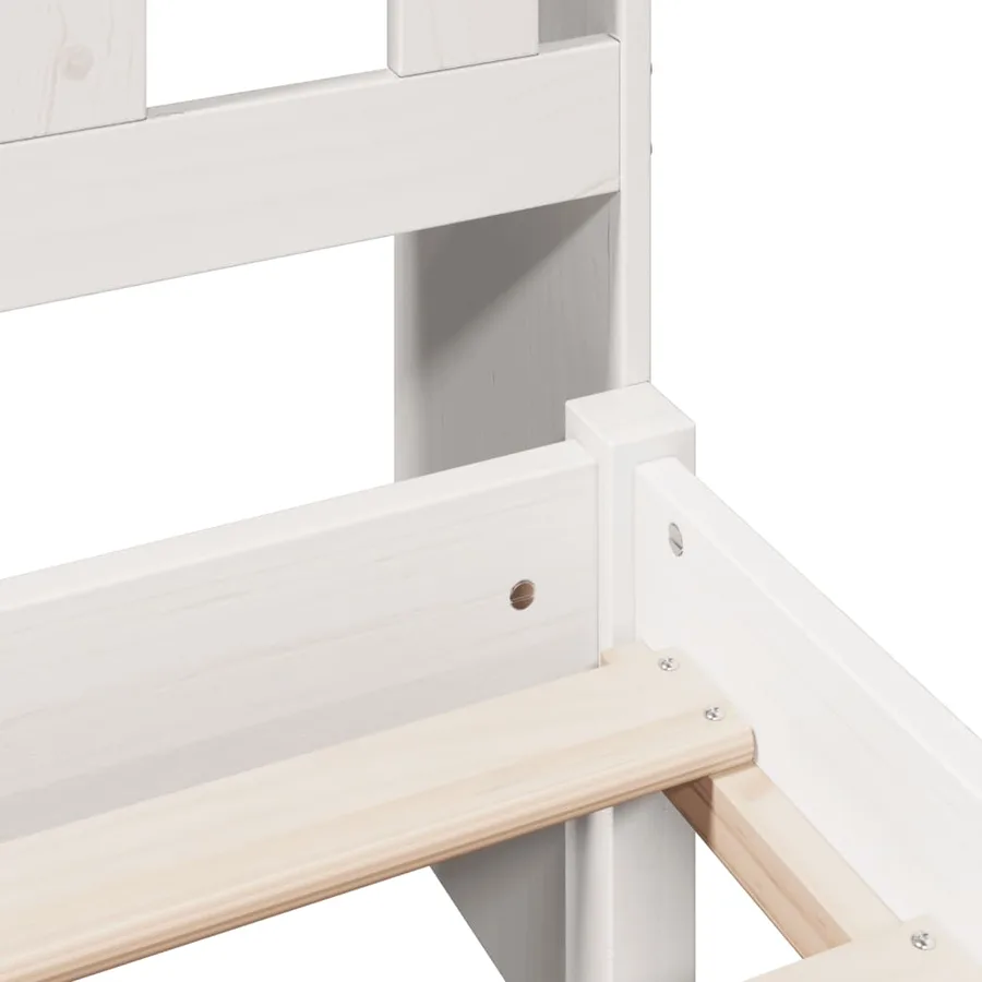 Lit bibliothèque sans matelas blanc 135x190 cm bois pin massif - 9