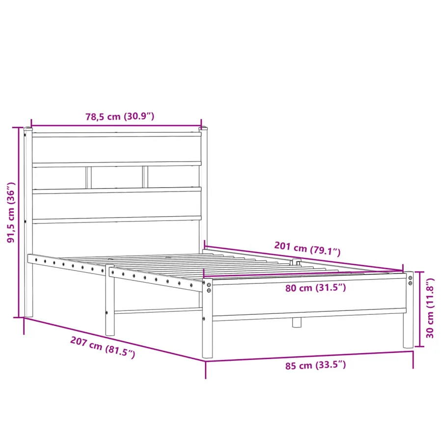 Cadre de lit sans matelas chêne sonoma 80x200 cm - 9