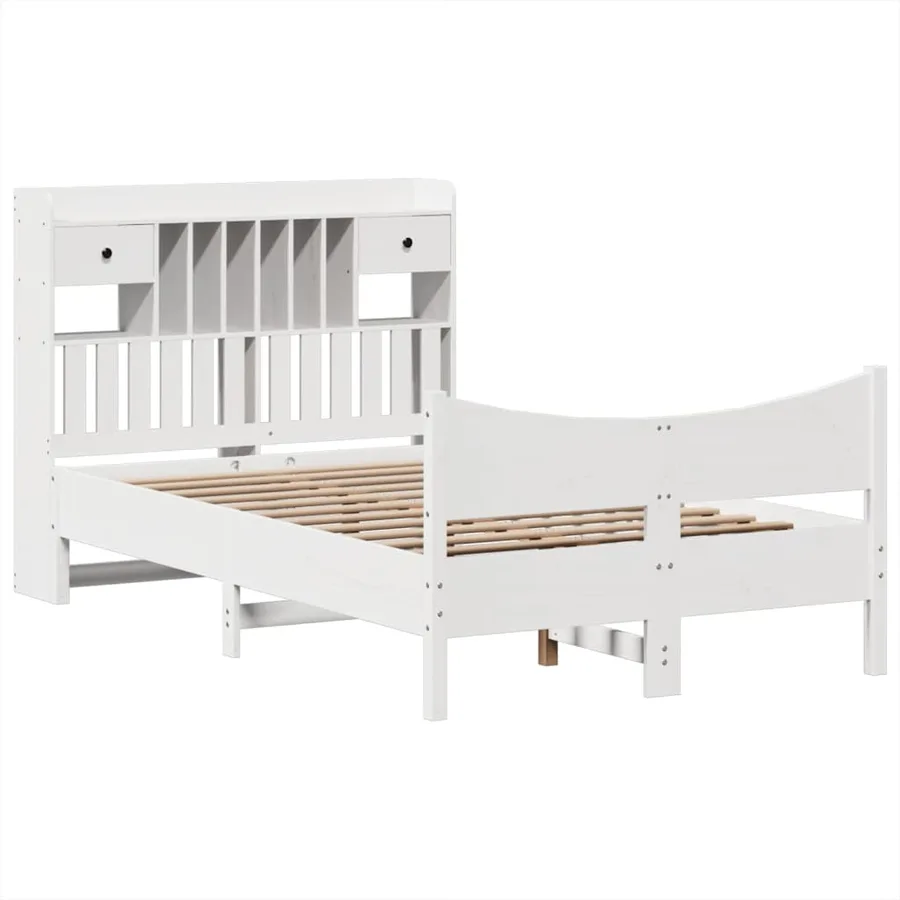 Cadre de lit sans matelas blanc 135x190 cm bois de pin massif - 3