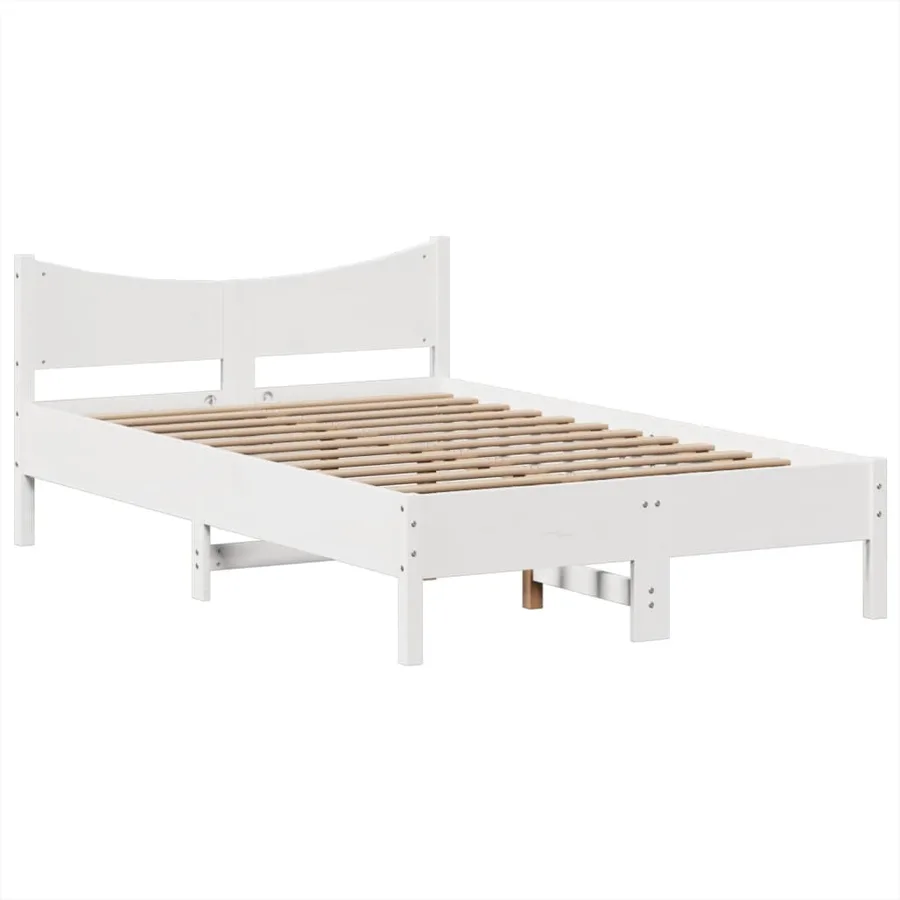 Cadre de lit sans matelas blanc 135x190 cm bois de pin massif - 5