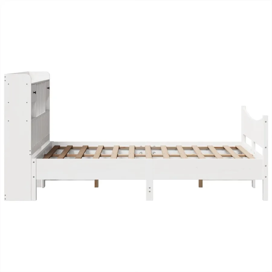 Cadre de lit sans matelas blanc 135x190 cm bois de pin massif - 7