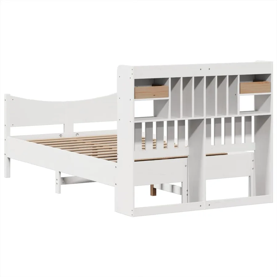 Cadre de lit sans matelas blanc 135x190 cm bois de pin massif - 8