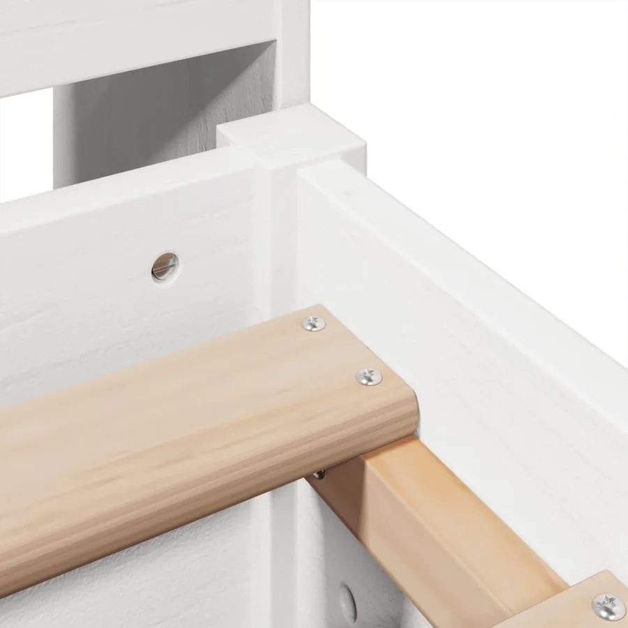 Cadre de lit sans matelas blanc 135x190 cm bois de pin massif - 9