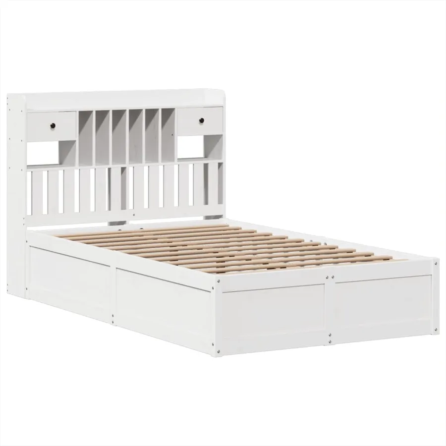 Cadre de lit sans matelas blanc 135x190 cm bois de pin massif - 3
