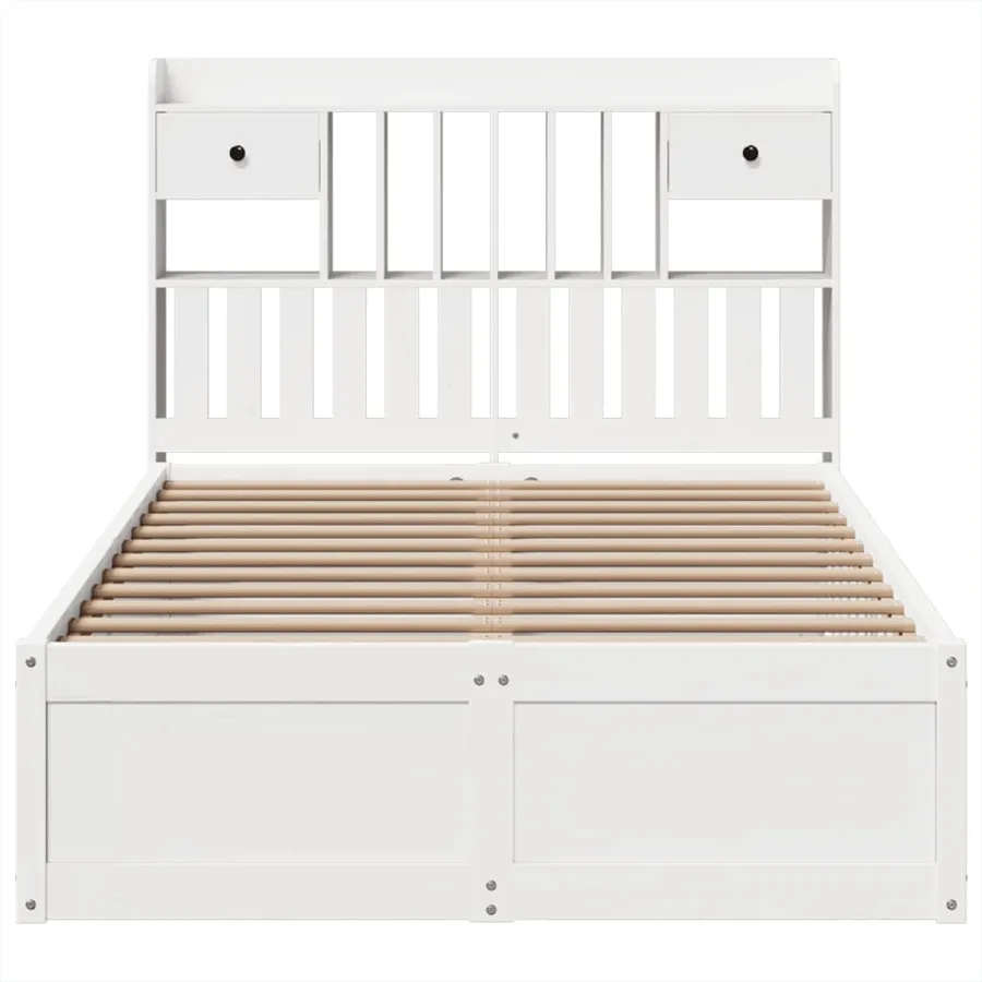 Cadre de lit sans matelas blanc 135x190 cm bois de pin massif - 4