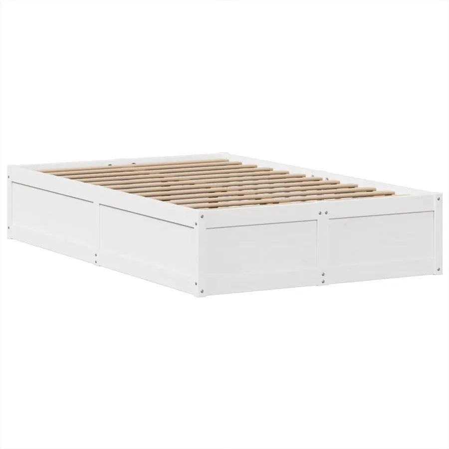 Cadre de lit sans matelas blanc 135x190 cm bois de pin massif - 5