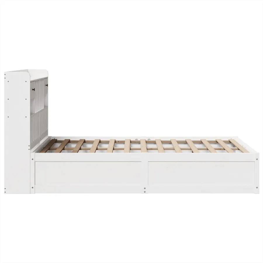 Cadre de lit sans matelas blanc 135x190 cm bois de pin massif - 6