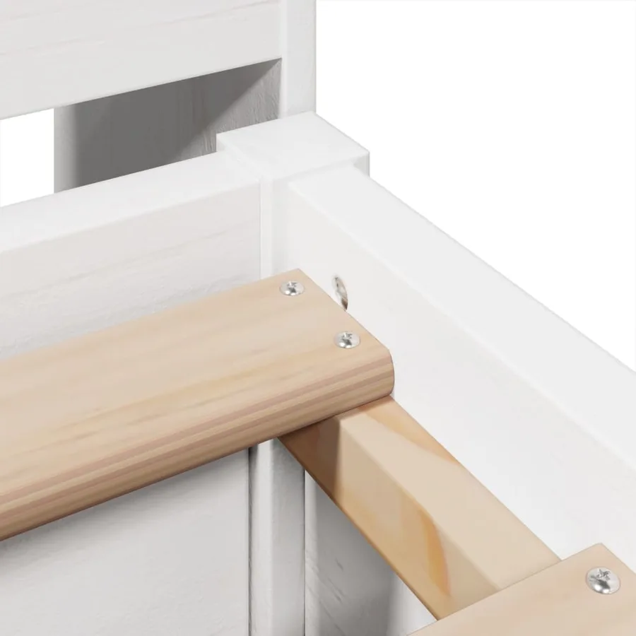 Cadre de lit sans matelas blanc 135x190 cm bois de pin massif - 9
