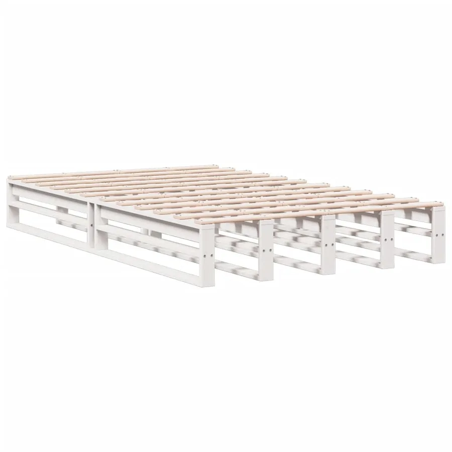 Lit bibliothèque sans matelas blanc 135x190 cm bois pin massif - 5