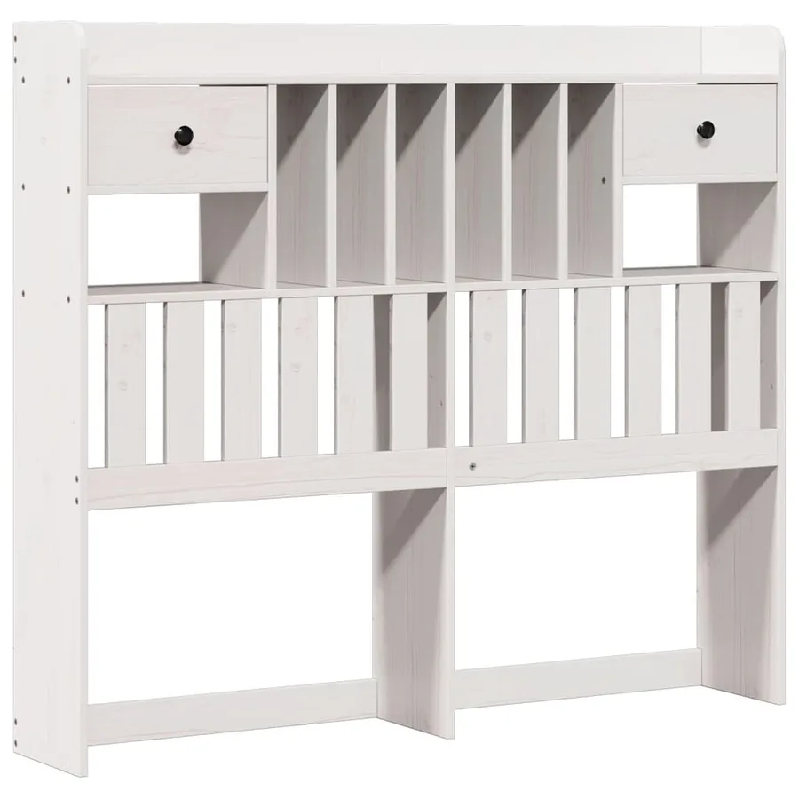 Lit bibliothèque sans matelas blanc 135x190 cm bois pin massif - 6
