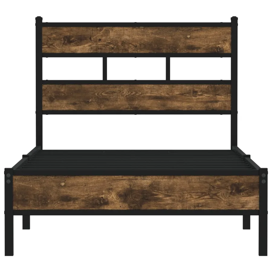 Cadre de lit sans matelas avec tête de lit chêne fumé 100x200cm - 4