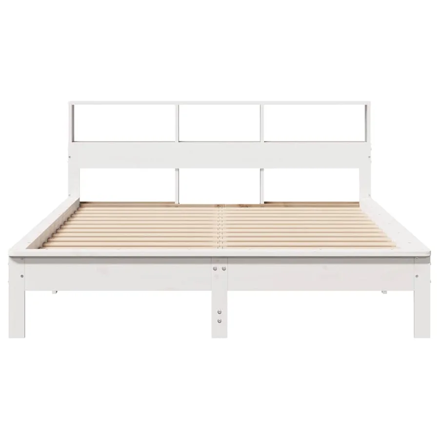 Cadre de lit sans matelas blanc 160x200 cm bois de pin massif - 4