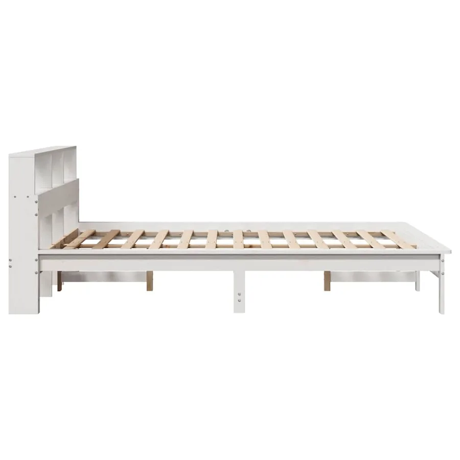 Cadre de lit sans matelas blanc 160x200 cm bois de pin massif - 5