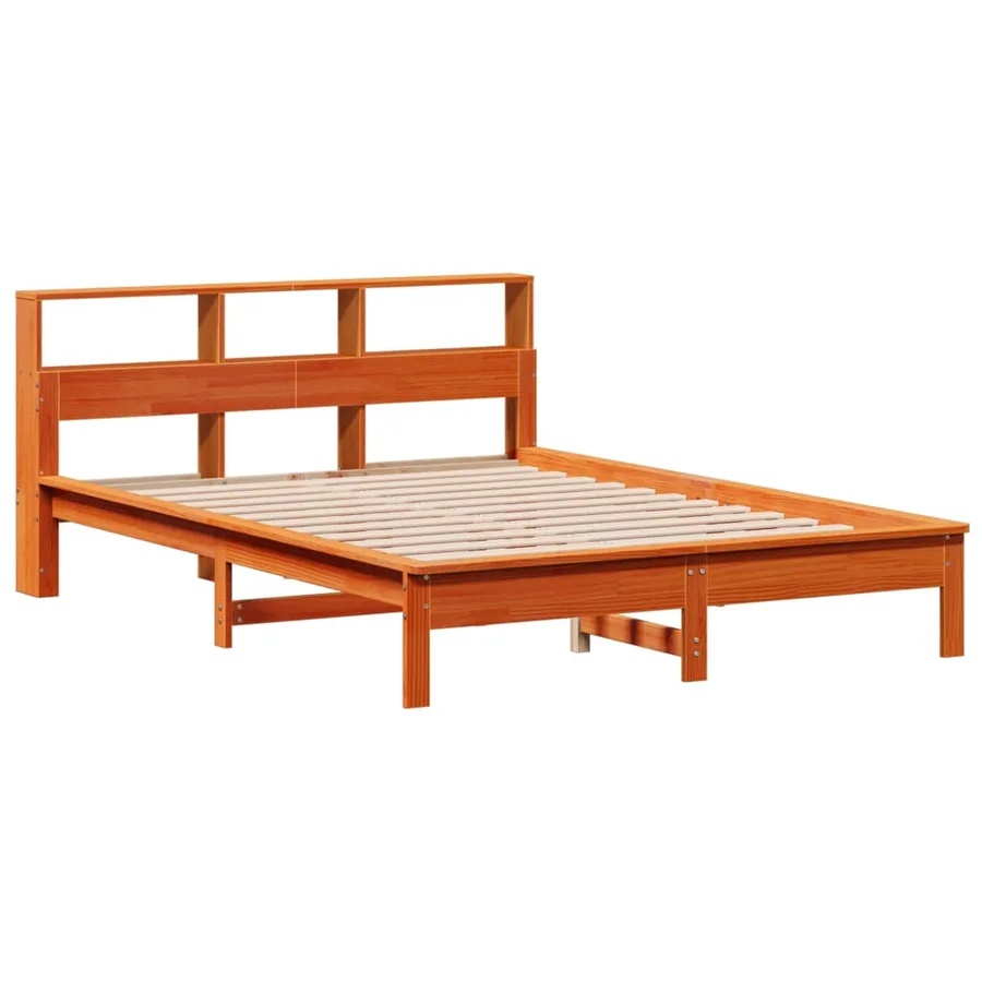 Cadre de lit sans matelas cire marron 140x200cm bois pin massif - 3